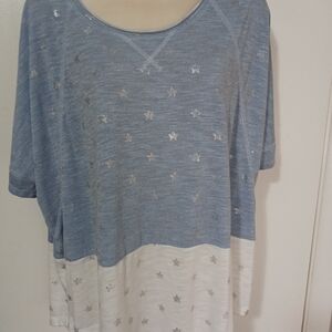 Women's C active short slave crew neck pullover blouse, size XL, color blue and